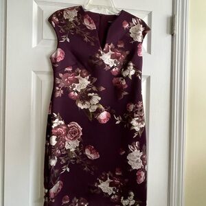 Connected Apparel 4P wine floral dress- like new!